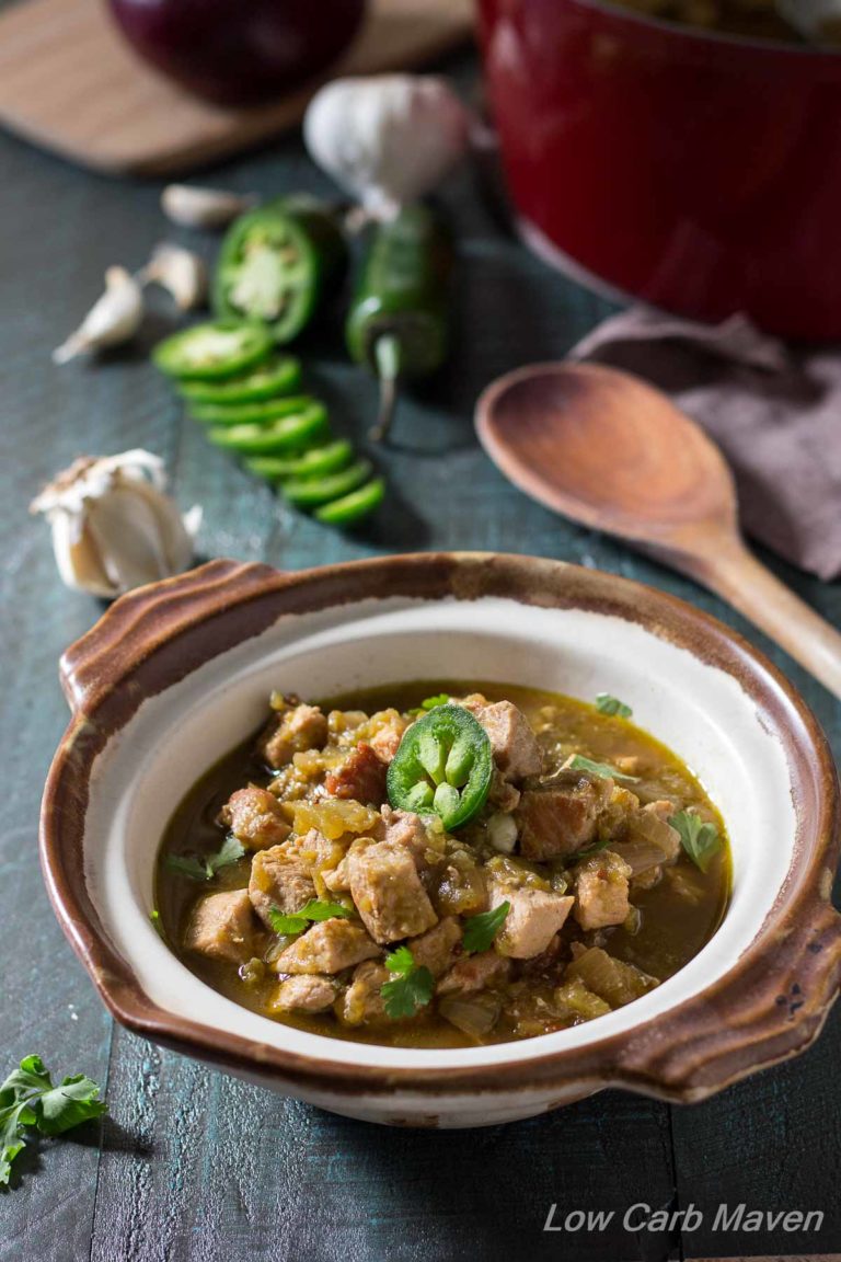 New Mexico Green Chile Pork Stew is an easy and flavorful low carb stew perfect for any ketogenic or Paleo diet. 