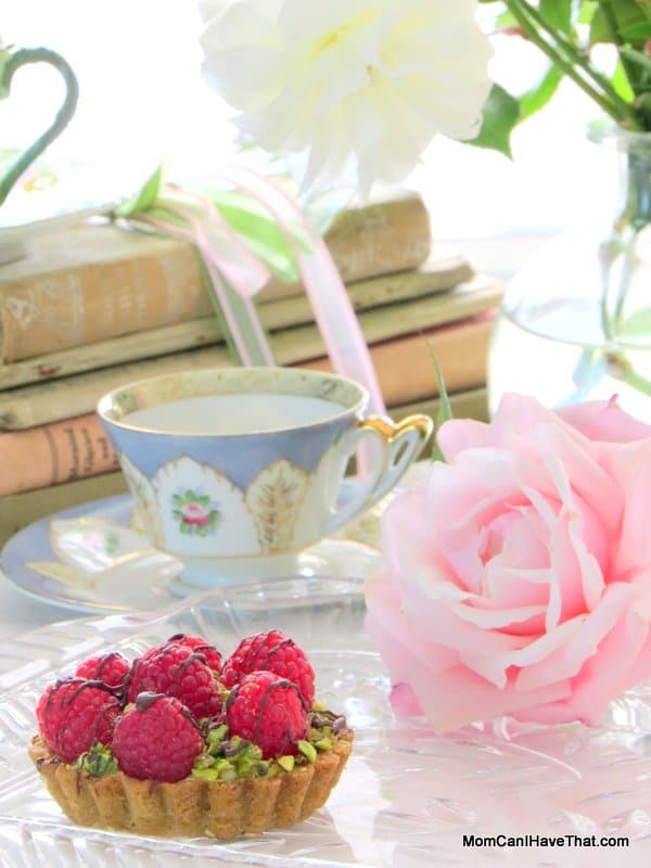 Pistachio Raspberry Rose Tartlettes | Low carb Gluten-free Dairy-free Paleo | http://lowcarbmaven.com