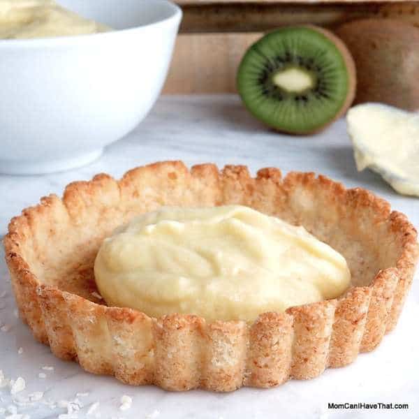 This Almond-Coconut Tart Crust is nice with coconut milk pastry cream, lemon curd and fresh fruit | Low carb, Gluten-free, Casein-Free | lowcarbmaven.com