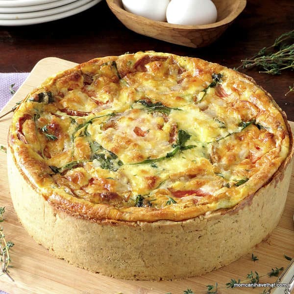 Ham & Arugula Quiche with Creamy Havarti & Smoked Gouda Cheese | low carb, gluten-free | lowcarbmaven.com