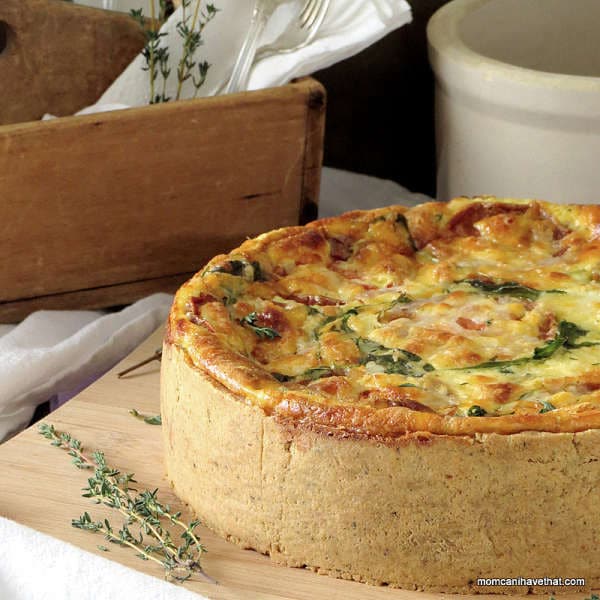 Ham & Arugula Quiche with Creamy Havarti & Smoked Gouda Cheese | low carb, gluten-free | lowcarbmaven.com