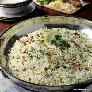 Riced Cauliflower Pilaf a great tasting side that goes with almost anything. | low carb, gluten-free, dairy-free, Paleo | lowcarbmaven.com