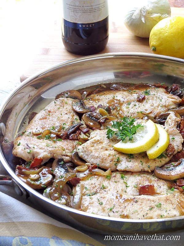 This recipe for Turkey Marsala consists of flattened turkey scallopini with bacon, mushrooms, garlic and onions in a Marslla wine sauce presents a nice twist on the traditional Italian-American dish of Chicken or Veal Marsala. This low carb version is easy to prepare and full of flavor. | LC DF GF Paleo