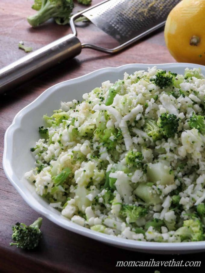 Broccoli Cauliflower "Rice" is an easy 2 net carb side that goes with almost everything. | low carb, gluten-free, dairy-free, Paleo, Keto | lowcarbmaven.com