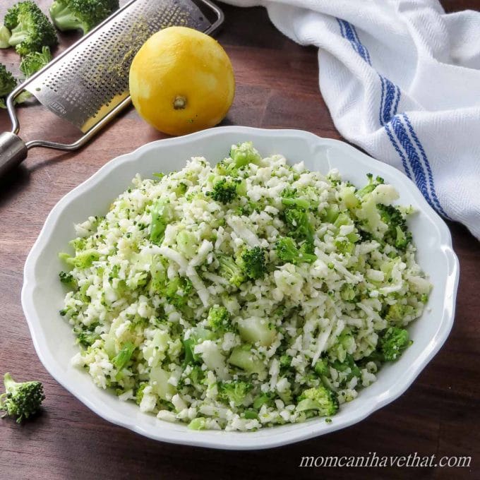 Broccoli Cauliflower "Rice" is an easy 2 net carb side that goes with almost everything. | low carb, gluten-free, dairy-free, Paleo, Keto | lowcarbmaven.com