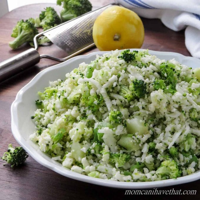 Broccoli Cauliflower "Rice" is an easy 2 net carb side that goes with almost everything. | low carb, gluten-free, dairy-free, Paleo, Keto | lowcarbmaven.com