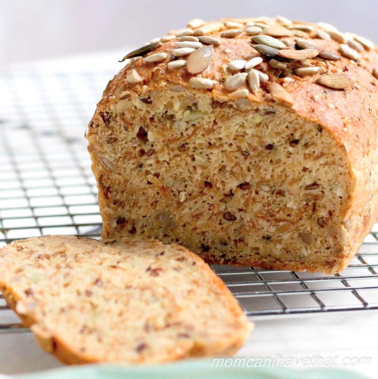 Dense, chewy, flavorful low carb bread that's full of healthy seeds. Reminiscent of a good European bread, this one is Low carb, Gluten-free, Dairy-free and Nut-free. | lowcarbmaven.com