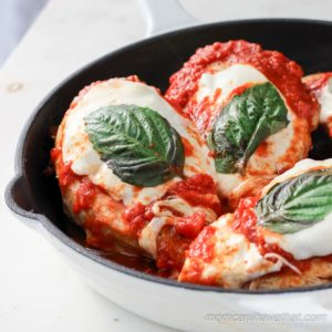 Quick Skillet Chicken Mozzarella takes 15 minutes to prepare! | Low Carb, Gluten-free | lowcarbmaven.com