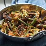 Indian roasted vegetables in a Indian wok (kadai)