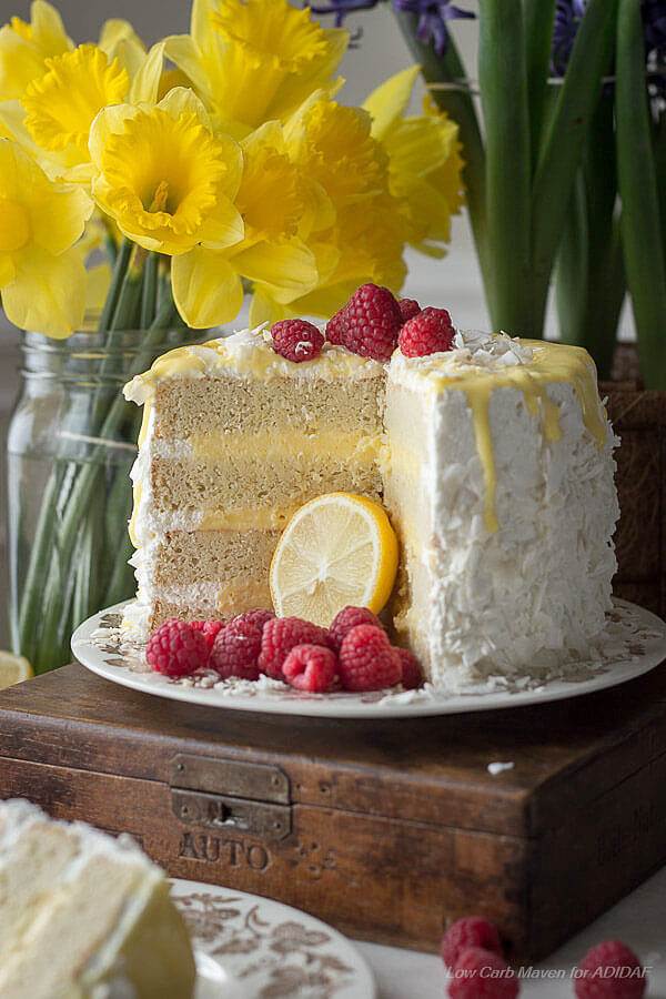 Low Carb Coconut Lemon Curd Cake