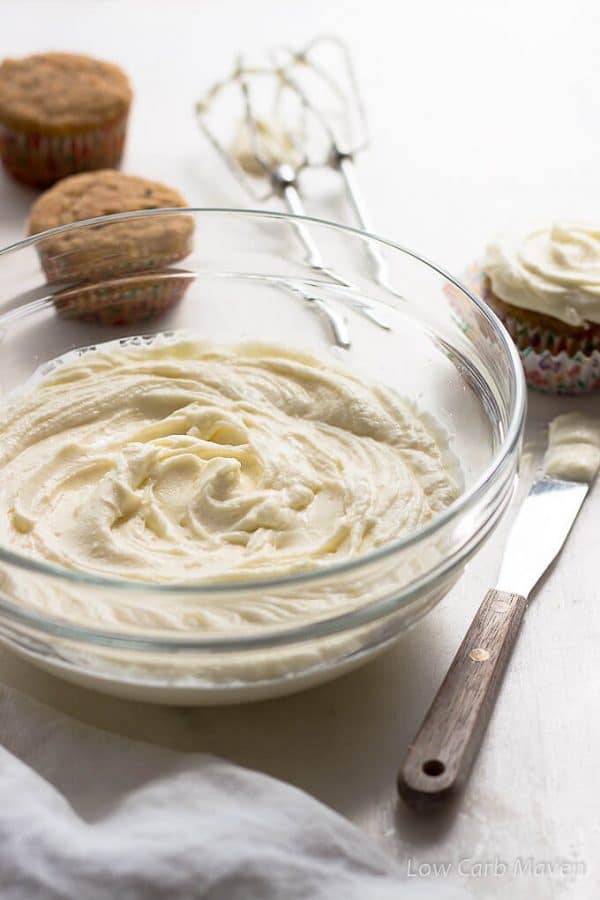 Low Carb Sugar Free Cream Cheese Frosting is easy, silky and ketogenic.