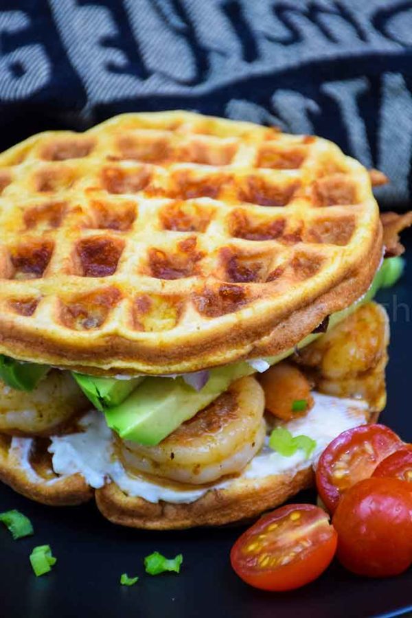 Cajun Shrimp and Avocado Chaffle Sandwich