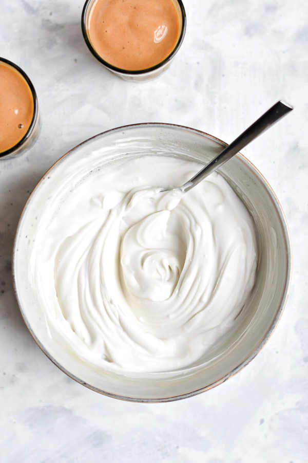coconut whipped cream in a bowl