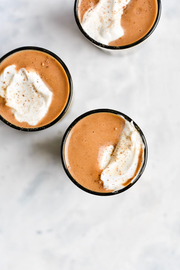 Keto pumpkin spice latte milkshakes with whipped cream